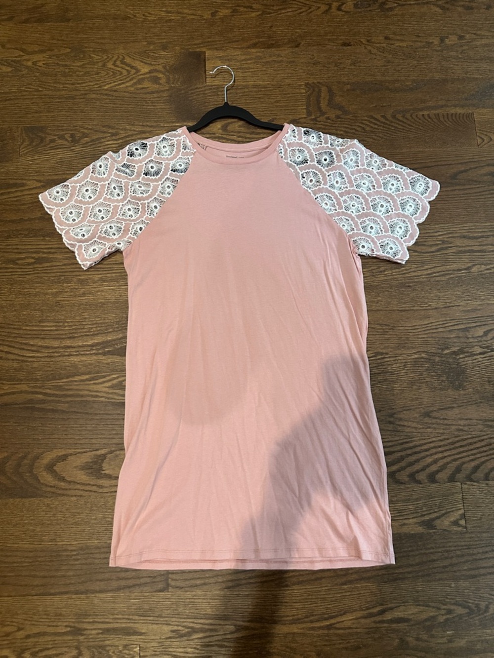 Women’s Dusty Rose Lace Sleeve t-shirt dress